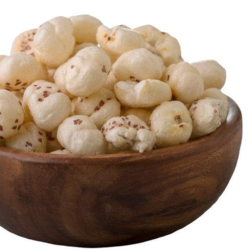 Wooden bowl overflowing with fox nuts